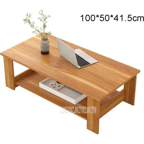 100cm Rectangular Modern Simple Wood Tea Table 2 Layer Sofa Side Bedside Wooden Leisure Table Fashion Living Room Furniture
