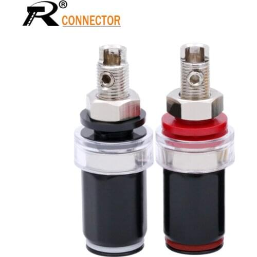 2pcs Solderless Crystal Terminal 50mm Pure Copper Nickle-plated Terminal Block Amplifier Audio Banana Jack Socket Connector