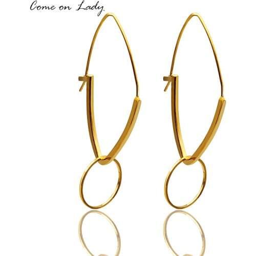 2017 Fashion Geometric Metal Rhombus Round Big Hoop Earrings For Women Bijoux brinco de argola Female Jewelry Er082
