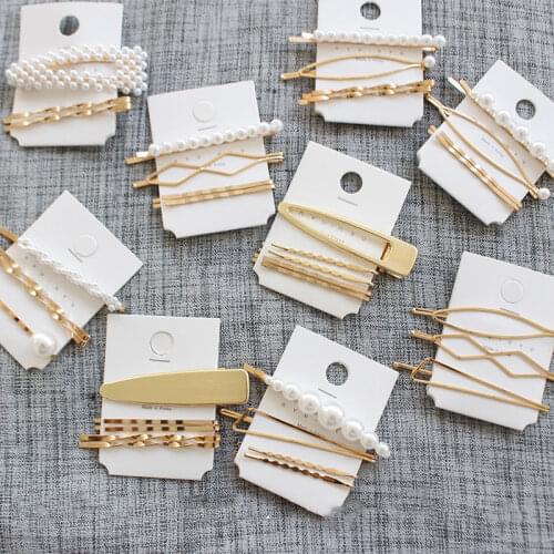 3Pcs/set Pearl Metal Gold Color Hair Clip Bobby Pin Barrette Hairband Hairpin Headdress women girls Lady Hair Styling Tool