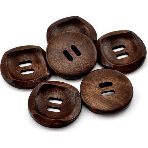 50 PCs Wood Sewing Buttons For Crafts Scrapbooking 2 Holes Round Coffee Color Buttons DIY Apparel Making 3cm(1 1/8") Dia