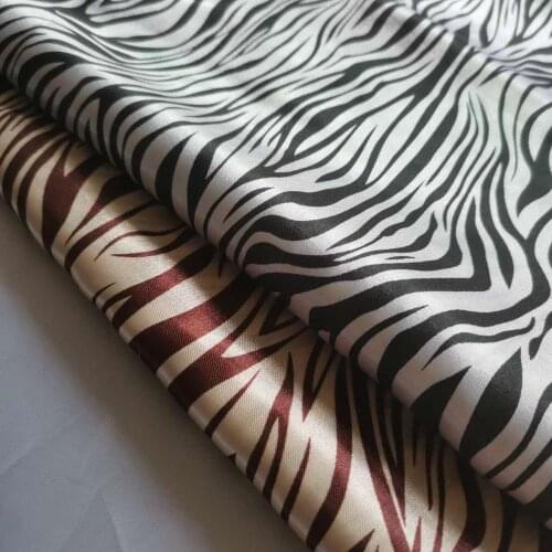 Satin Fabric Zebra Glossy Weaved Sateen Fabric Polyester Tilda Floral Ribbon Charmeuse Fabrics