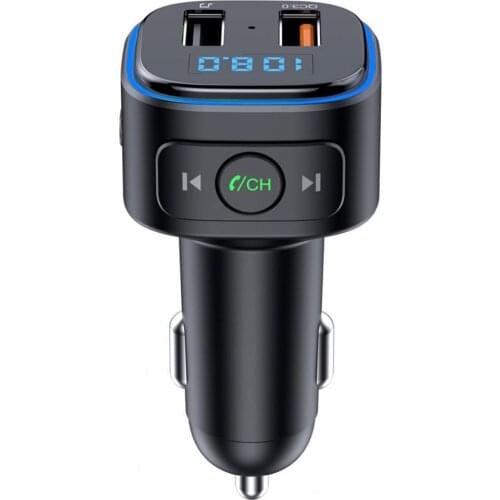 Car Charger Digital Display FM Transmitter MP3 Player QC3.0 Type C Fast Car Charging Charger For iPhone Huawei Xiaomi Samsung