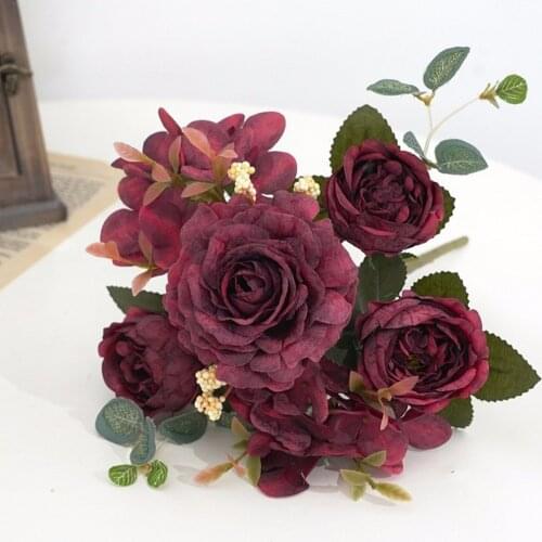 A Bunch Of Vintage Artificial Flowers Peony And Hydrangea Peonies Artificial Flowers Wedding DIY Living Room Home Deco