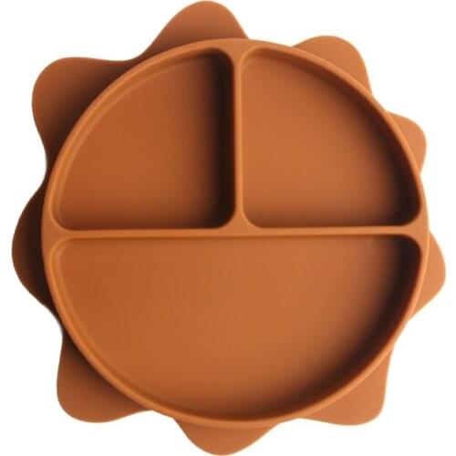 Baby Suction Cup Bowl Non-toxic BPA-Free Silicone Sun Shaped Divided Dinner Plate Infants Learning Feeding Dish Newborn Children