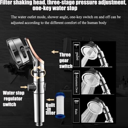 Bathroom Shower Head Adjustable Shower Head Filter Hand Shower Set Pressurized Water Saving One Button To Stop Water Shower Head