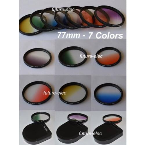 77 77mm 7 Colour Orange Red Blue Grey Yellow Green Purple Graduated Gradual Lenses Lens Filter For Canon Nikon Sony DSLR Camera