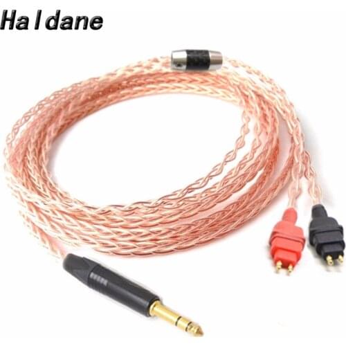 Free Shipping Haldane 1/4" 6.35 mm 8 Croes Single Crystal Copper Headphone Upgrade Cable for HD600 HD650 HD525 545 565 580