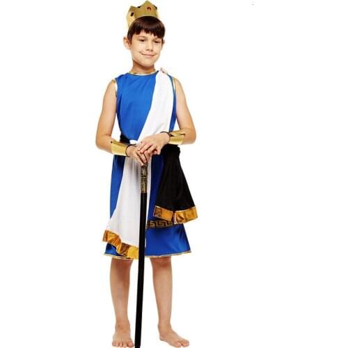 Carnival party halloween costumes for the little boy king god of zeus costume child fantasy cosplay clothes dress together