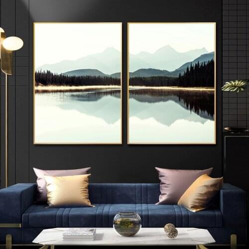 Lake High Mountain Reflection Canvas Painting Ice Ocean Nature Landscape Poster Wall Art Print Modern Picture Home Decoration