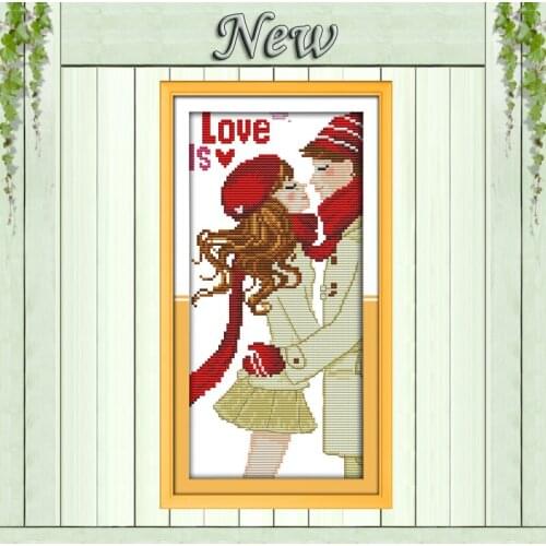 The feeling of love painting kiss couples decor Counted Print on canvas DMC 14CT 11CT Cross Stitch Needlework Kit Embroidery Set