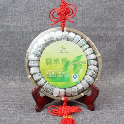 Chinese Raw Yunnan Cha Glutinous Rice Fragrant Puer Tuo Cha Glutinous Fragrant Mini Tuo Cha Chinese Knot Bamboo tray Sheng Puer