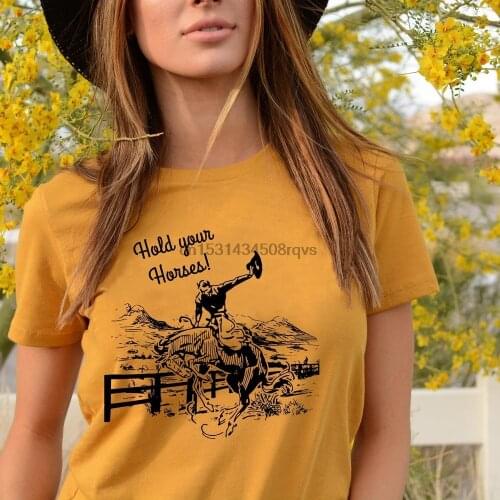 Hold Your Horses Vintage Style Bucking Horse Cowboy Cowgirl Rodeo Horse gift Short Sleeve Unisex T Shirt