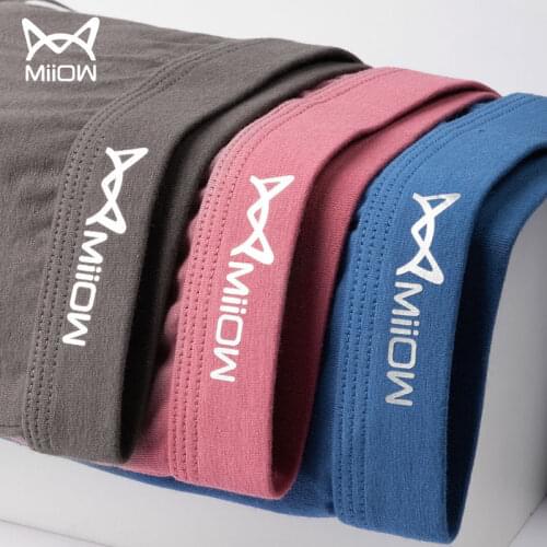 MiiOW Mens Underwear, Boxer Shorts, Pure Cotton, Young Students, Mid-waist Trend, Boxer Shorts, Breathable Personality, Funny
