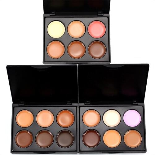New 6 Colors Concealer Professional Makeup Repairing Stereo Mini Disk 3 Color Optional Matte Contouring Foundation Cosmetic