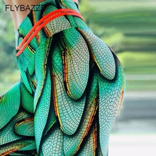 New Green Fitness Yoga Pants Slim High Waist Sport Leggings Gym Women Elastic Printed Tights for Running Jogging Tummy Control