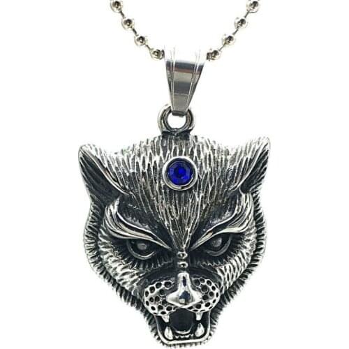 Stainless Steel Wolf Necklace Pendant For Men hip Hop Rock Party Jewelry GH072511