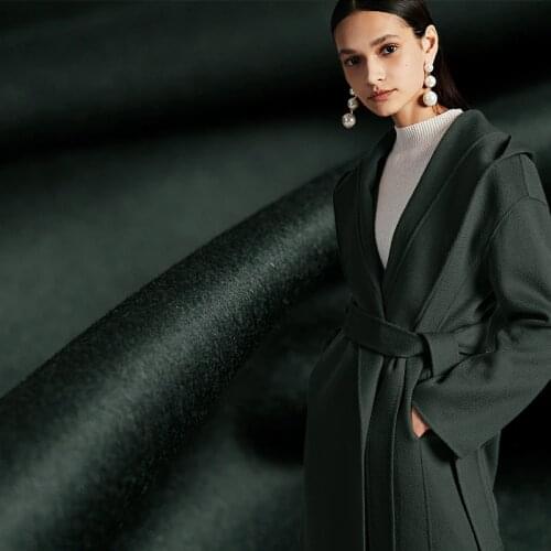 Pearlsilk Dark Green double-side cashmere 100%Australia Wool garment materials Winter overcoat DIY clothes fabrics