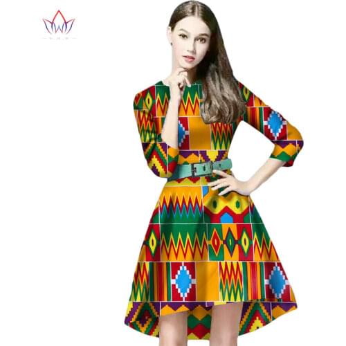 African Print Dresses Women O-Neck Knee-Length Vintage Dresss Women Party Dresses DressDashiki Dress Plus Size 6XL WY180