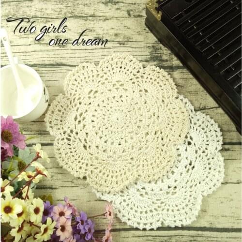 Wedding Decoration Coasters Handmade Crochet Cup Pad Lace Woven Vase Round Table Mat 20cm Shooting Props Doily 20pcs/lot