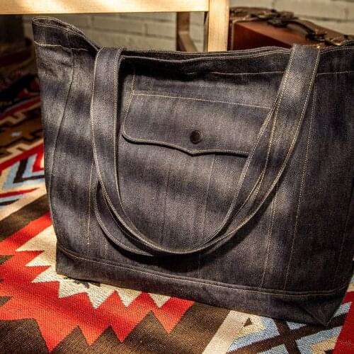 STD-02 Size 54 * 39 *11cm 14oz Thick Raw Denim Super Top Quality Heavy Durable Vintage Tote Bag
