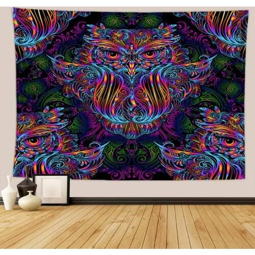 Psychedelic owl tapestry decoracion hippie wall carpet wall cloth tapestries drop shipping wall decor blanket