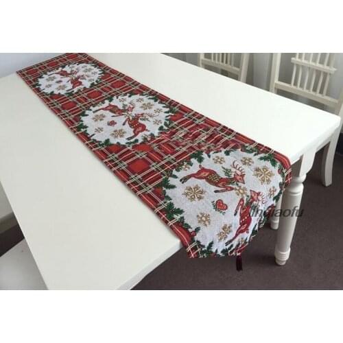 Christmas New Red Deer Table Flag Placemat Cafe Hotel Decorative Tablecloth Table runner