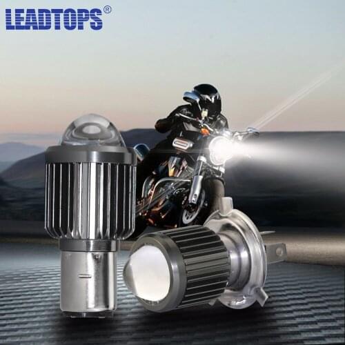 LEADTOPS 6000K H4 H6 Super Bright Bulbs Fog Lights Motorcycle Headlight Lens Lamp Scooter Whit Yellow Moto Led CSP