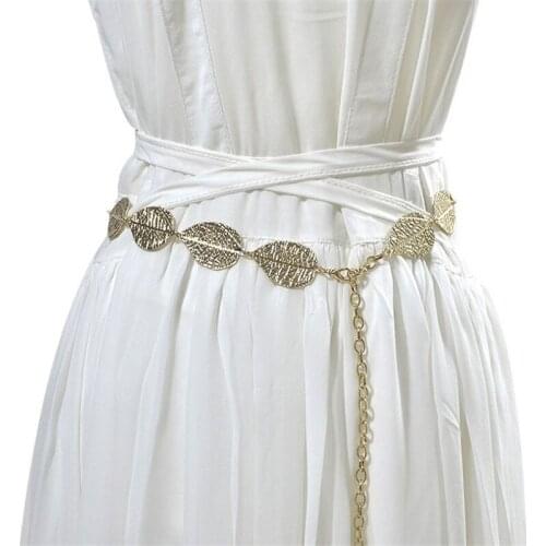 Women Belt Designers Luxury Fashion Leaves Metal Gold Chain Belt Silver Body Chain Belt Female Dress Waistband Cinturon Mujer