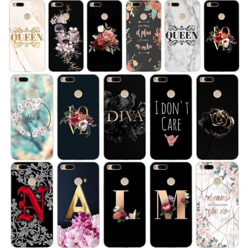 104AA Letter Flowers gift Soft Silicone Tpu Cover phone Case for Xiaomi Redmi Mi A1 A2 8 lite