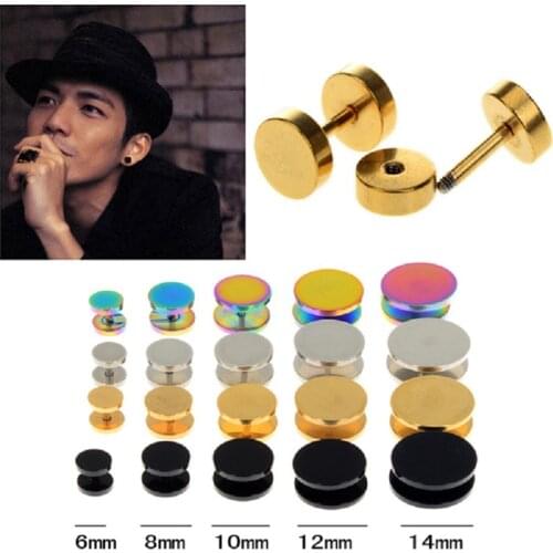 1PC Stainless Steel Cheater Faux Fake Ear Plugs Flesh Tunnel Gauges Tapers Stretcher Earring 6-14mm Piercing Jewelry