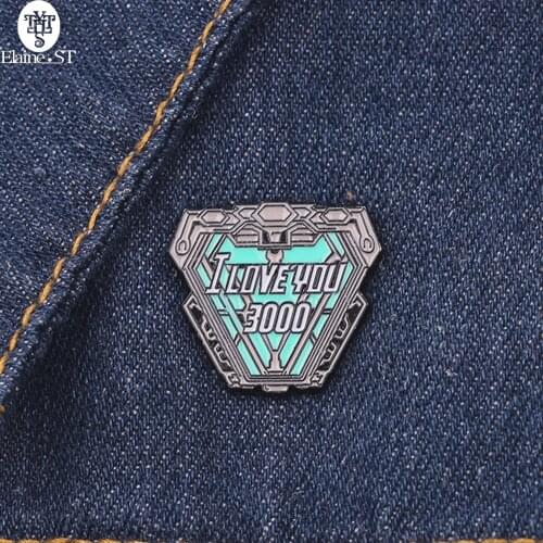 Wholesale 10PCS/LOT Movie Around I Love You 3000 Times Brooch Punk, Gothic Style Alloy Square Green Jewelry Fan Gift