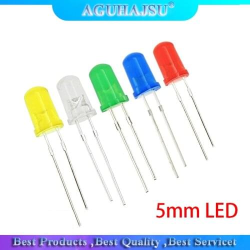 100pcs 5mm LED Diode 5mm round head fog red/yellow/white/green/blue led kit