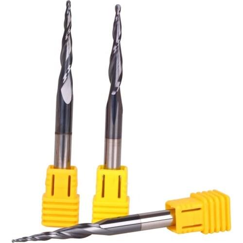 2 Flutes 10 degrees Solid Carbide Ball Nose Taper Endmill for stainless steel steel Aluminium Alloy copper wood acrylic Carving