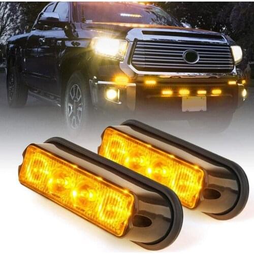 2Pcs Amber Grille Side Marker Strobe Light Flash Emergency Warning Yellow