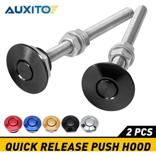 2Pcs 30mm Aluminum Alloy Push Button Quick Release Hood Pins Bonnet Lock Clip Latch Bumper Universal Auto Replacement Parts