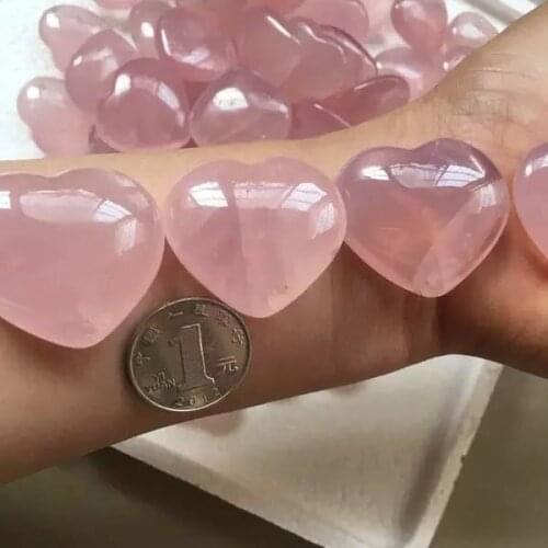 3pcs rare natural rose crystal heart shaped energy gem love guardian Drop shipping