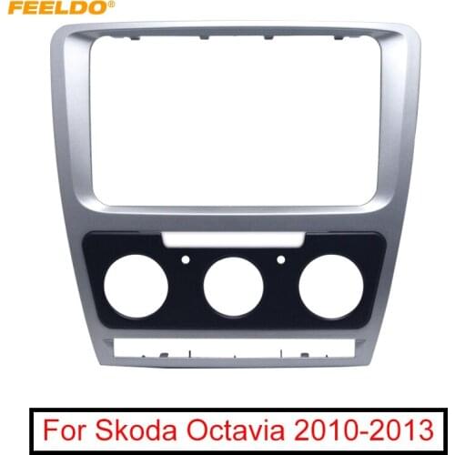 FEELDO Car Radio Stereo 2DIN Fascia Panel Refitting Frame Facia Trim Install Mount Kit For Skoda Octavia (10~13) Manual A/C