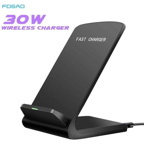 FDGAO 30W Qi Wireless Charger Stand For iPhone 12 11 Pro XS XR X 8 Samsung S10 S20 Note 20 10 Fast Charging Dock Phone Charger
