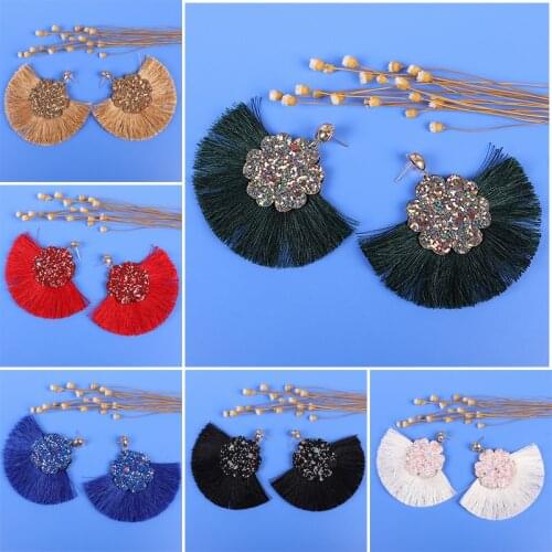 Fringed ladies Tassel earrings bohemian style long earrings geometric fashion pendant gift statement black earrings female Boho