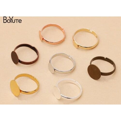 BoYuTe (30 Pieces/Lot) 6MM 8MM 10MM Round Flat Base Ring Setting Metal Brass Diy Adjustable Ring Base Jewelry Accessories
