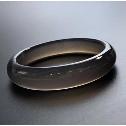 Natural Gray Jade Bangle Jadeite Bracelet Fashion Charm Jewellery Accessories Hand-Carved Round Bangle for Women Men 54--62mm