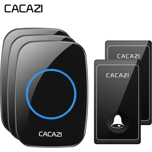 CACAZI Self-powered Wireless Doorbell No Battery Waterproof 2 Button 3 Receiver US EU UK Plug Home Cordless Doorbell 58 Chimes