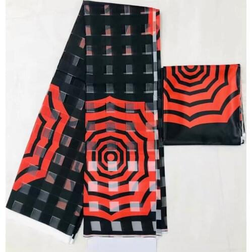 Pure silk fabric organza fabric african fabric abkara african wax print fabric 2+4yards organza ribbon silk for dress MM-C1