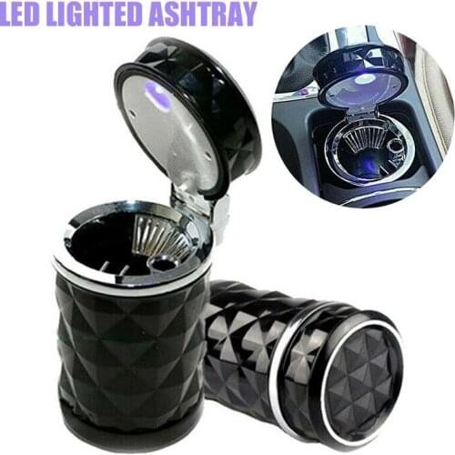 1pc LED Car Ashtray with Lid Travel Cigarette Smoke Ash Cup Holder Storage Cups Replacement Car Interior Accessories