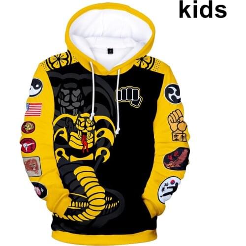 3 To 14 Years Kids Hoodie Cobra Kai 3d Printed boy/girls Hoodies Sweatshirt The Karate Kid Cosplay pullover Coat Child Clothes