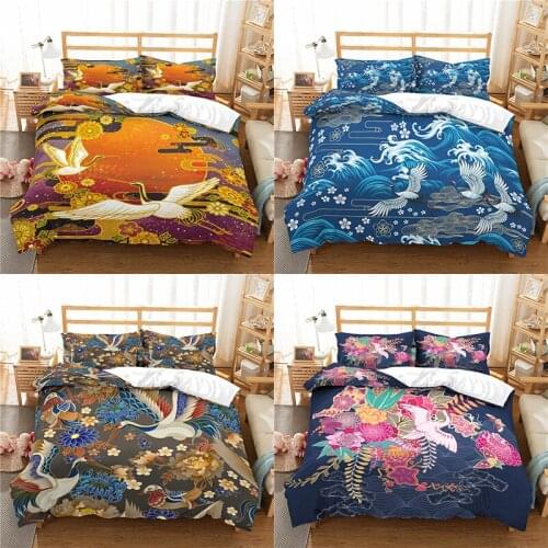 Home Textile Luxury 3D Crane Print 2/3Pcs Comfortable Duvet Cover PillowCase Bedding Sets Queen and King EU/US/AU Size