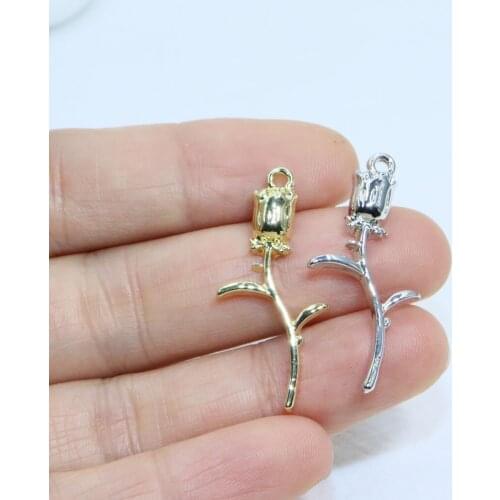 Eruifa 20pcs 30mm Nice Flower Zinc alloy Jewelry DIY Charms Pendant Necklace, Earring Bracelet 2 Colors