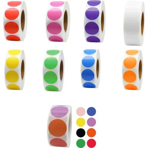 Dophe 500Pcs/Roll Chroma Label Color Code Dot Labels Stickers Colorful Round Scratch Stickers DIY Label Sticker Cute Handmade