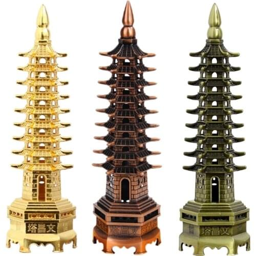 Feng Shui Alloy 3D Model Chinese Wenchang Pagoda Tower Crafts Statue Decoration